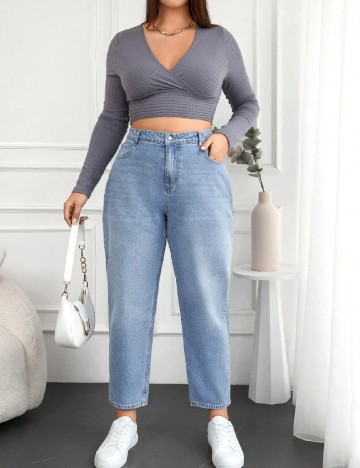 Blugi Zaroli Plus Size, albastru