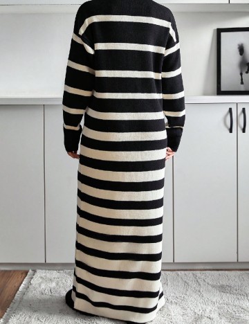 Rochie lunga SHEIN, ecru/negru