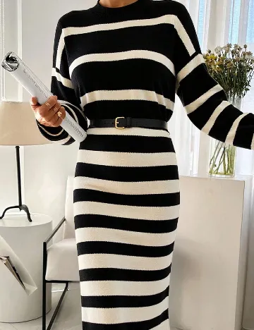 Rochie lunga SHEIN, ecru/negru