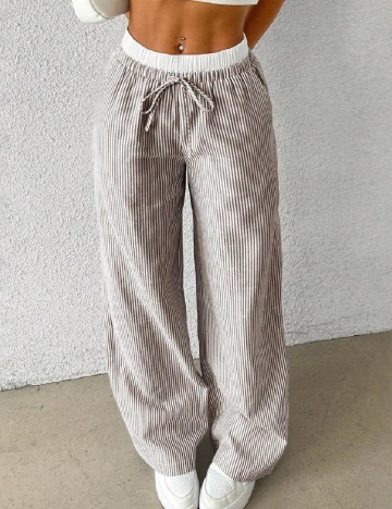 Pantaloni SHEIN, alb/maro