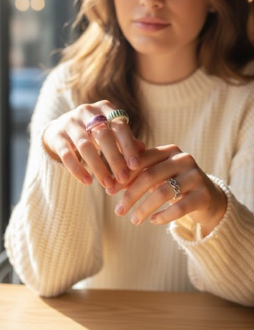 Set Inele 3 bucati Bershka, mix culori