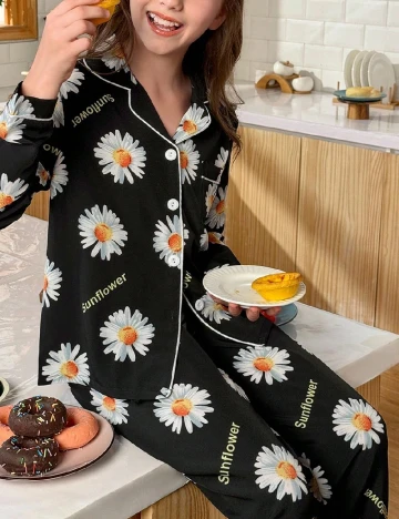 Pijama Shein Kids, negru Negru