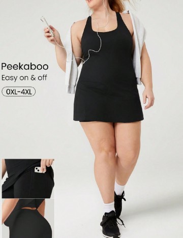 Salopeta GLOWMODE  Plus Size, negru