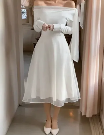 Rochie medie Dazy, alb