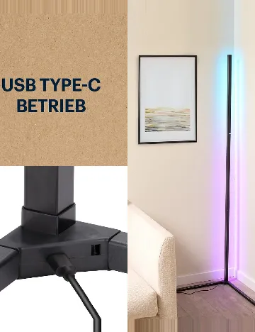 Lampă de colț LED RGB cu senzor muzical Grundig, mix culori