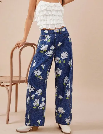 Pantaloni SHEIN, bleumarin/alb Albastru