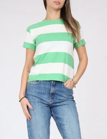 Tricou Jacqueline de Yong, verde/alb