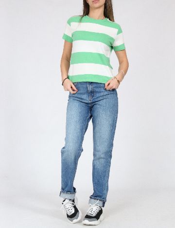 Tricou Jacqueline de Yong, verde/alb