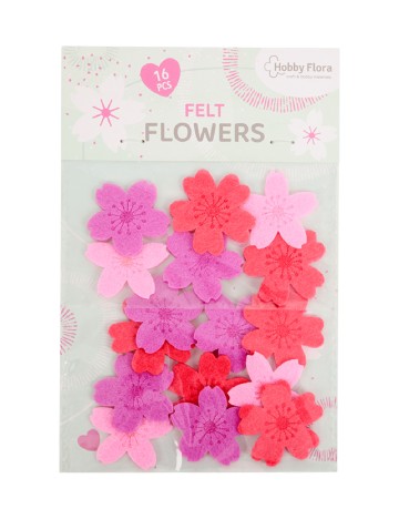 Set flori autocolante din fetru Hobby Flora, mix culori