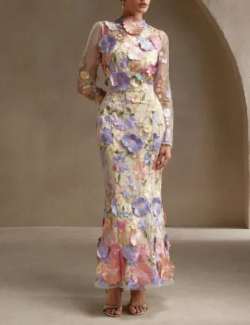 Rochie lunga Anewsta, floral print