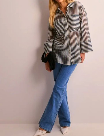 Camasa Jacqueline de Yong, alb/albastru