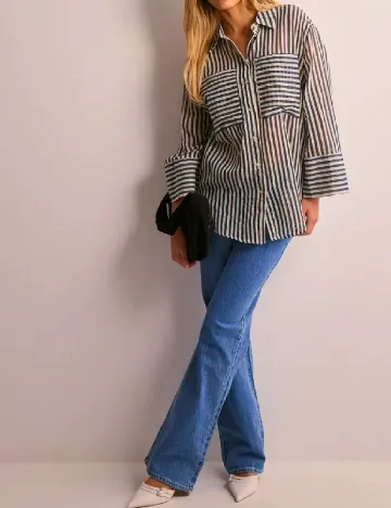 Camasa Jacqueline de Yong, alb/albastru Albastru