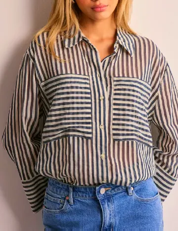 Camasa Jacqueline de Yong, alb/albastru Albastru