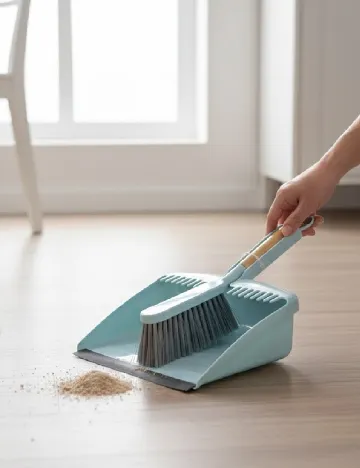 Set mătură și făraș cu mâner din bambus ACTION, albastru Albastru