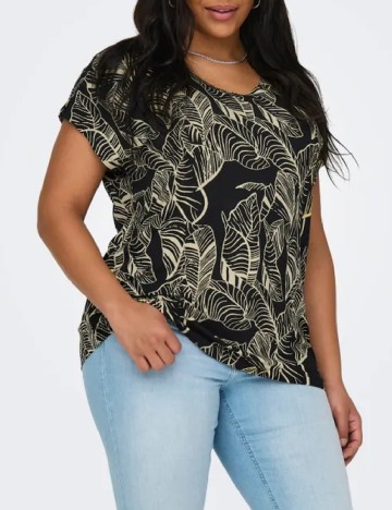 Bluza Only Carmakoma, negru/galben