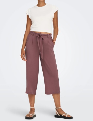 Pantaloni trei sferturi Only, roz pudra