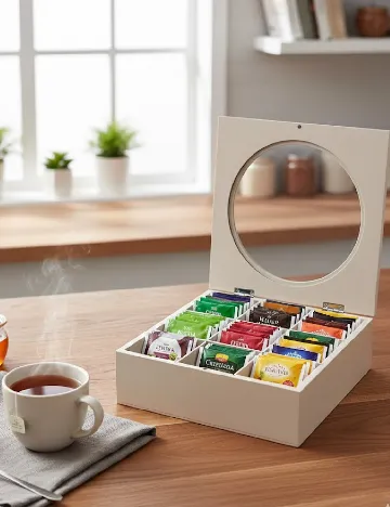 Cutie de depozitare pentru ceai ACTION, gri Gri