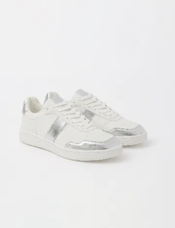 Adidasi C&A, alb/argintiu