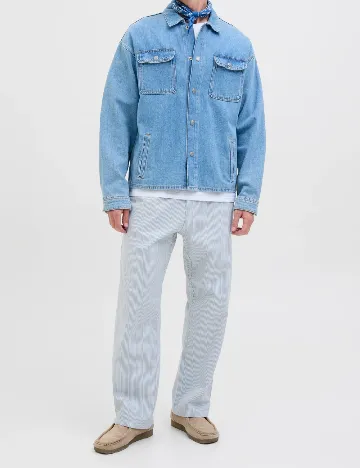 Pantaloni Jack&Jones, albastru/alb Albastru