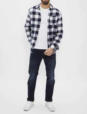 Camasa Jack&Jones, bleumarin/alb