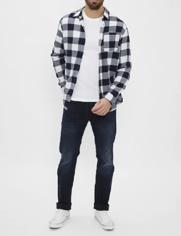 Camasa Jack&Jones, bleumarin/alb