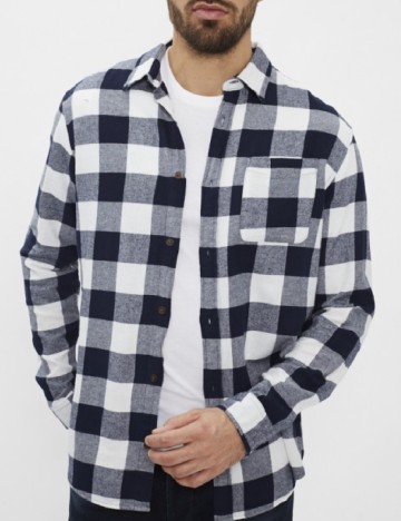 Camasa Jack&Jones, bleumarin/alb
