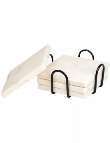 Set suporturi pentru pahare din marmura 4 bucati Zd Trading, alb