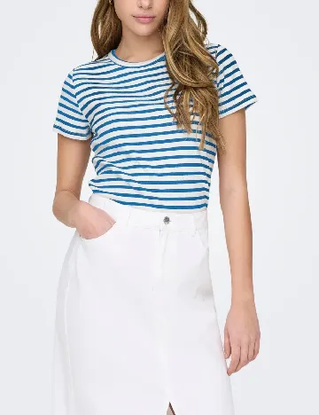 Tricou Jacqueline de Yong, albastru/alb Albastru