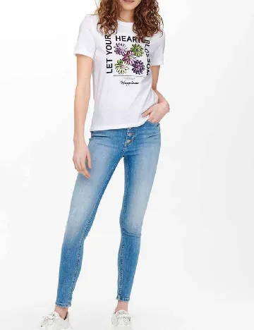 Tricou Only, alb Alb