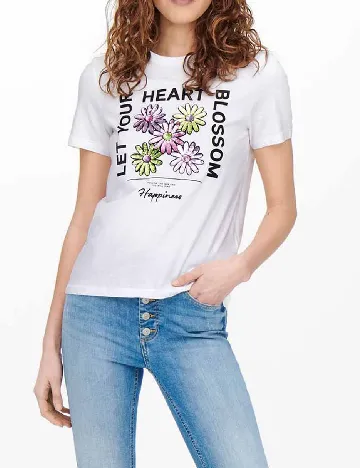 Tricou Only, alb Alb