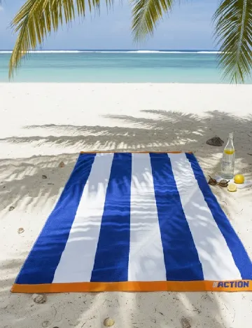 Prosop de plaja ACTION, alb/albastru