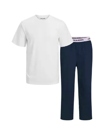 Pijama Jack&Jones, alb/bleumarin