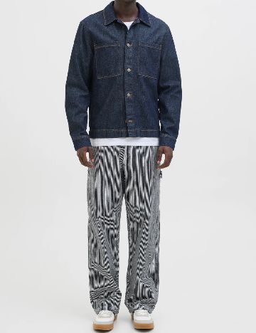 Pantaloni Jack&Jones, bleumarin/alb