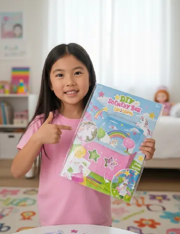 Set de lucru manual cu Peisaje cu unicorni AVEC, roz