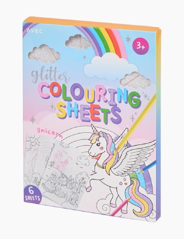 Set foi de colorat cu sclipici 6 bucati AVEC, mix culori