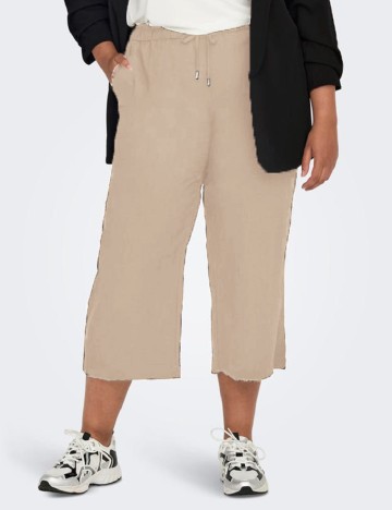 Pantaloni trei sferturi Only Carmakoma, bej