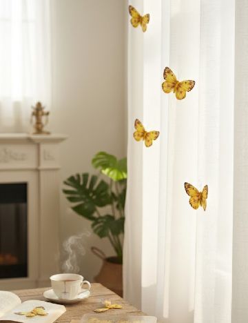 Fluturi textili cu clema 4 bucati Seasons & Style, galben