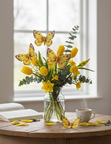 Fluturi textili cu clema 4 bucati Seasons & Style, galben