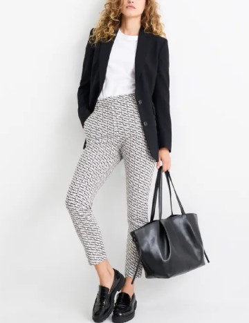 Pantaloni C&A, negru/alb