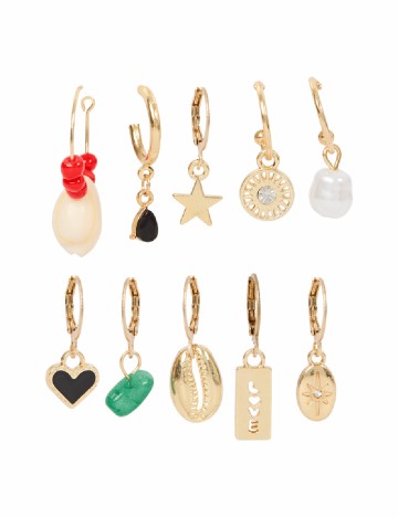 Set Cercei 10 bucati Trendz, auriu