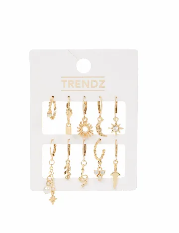 Set Cercei 10 bucati Trendz, auriu