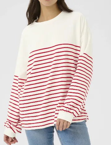 Bluza Oversize Cream, alb/rosu Alb