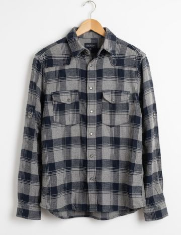 Camasa Zara, gri/bleumarin