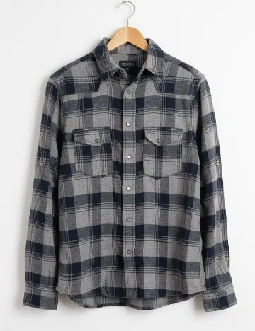 Camasa Zara, gri/bleumarin