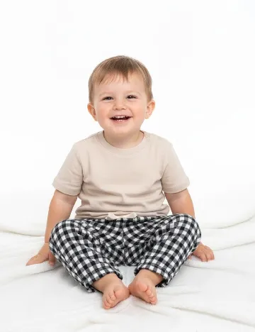 Pantaloni Zara, negru/alb Negru