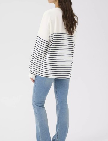 Bluza Oversize Cream, alb/albastru