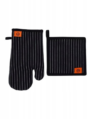 Set mănușă de bucătărie și suport pentru oale MasterChef Arovo, negru