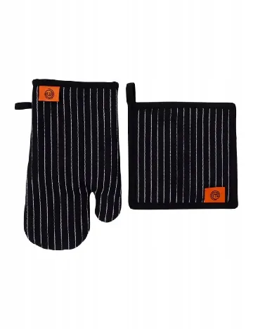 Set mănușă de bucătărie și suport pentru oale MasterChef Arovo, negru Negru