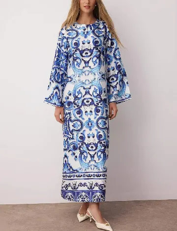 Rochie lunga TRENDYOL, albastru/alb