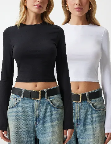 Set bluze 2 bucati Happiness Istanbul, negru/alb